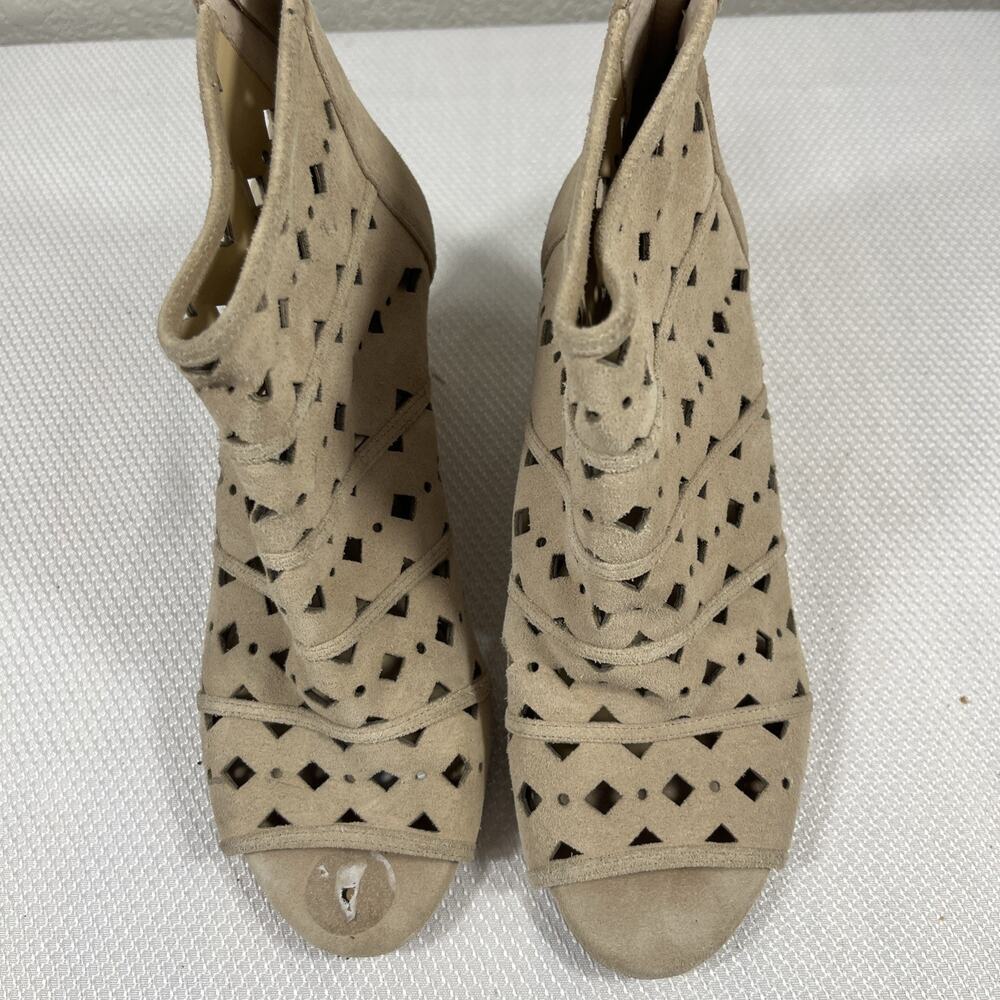Michael Kors Uma Laser-Cut Suede Wedge Bootie Sandals Peep Toe Sz 8M / 38 - Picture 3 of 10